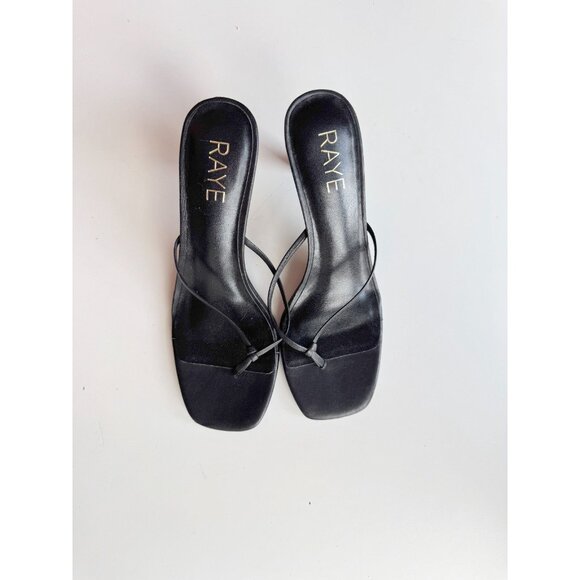 NWOB RAYE Kimme Black Leather Thong Stiletto Heel Sandals, Size 5.5 - Picture 2 of 11